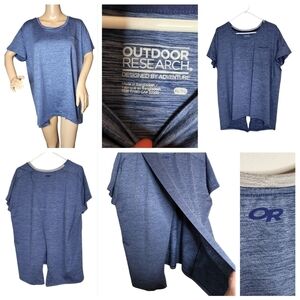 Outdoor Research Split Back Blue Active Tee Flyaway Back Size XL